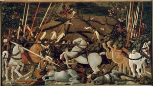 La battaglia di San Romano nel 1432: La disarcionatura di Bernardino della Carda da Paolo Uccello