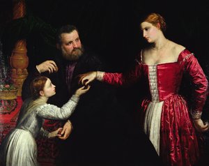 Una signora e un gentiluomo con la loro figlia da Paris Bordone