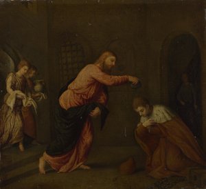 Cristo che battezza San Giovanni il Martire di Alessandria, c. 1565 da Paris Bordone