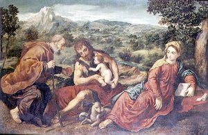 Sacra Famiglia con San Giovanni Battista in un paesaggio