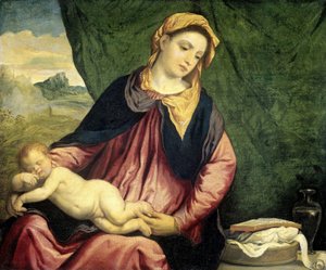 Madonna con Bambino dormiente da Paris Bordone