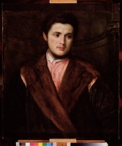 Ritratto di un giovane con cappotto di pelliccia da Paris Bordone