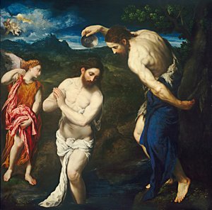 Il battesimo di Cristo, c. 1535-1540 da Paris Bordone