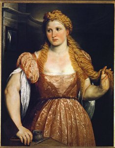 Donna alla toeletta... (dipinto su tela) da Paris Bordone