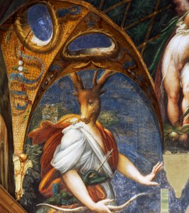 Atteone trasformato in cervo da Diana, dettaglio della sala di Diana e Atteone da Parmigianino
