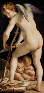 Cupido che Intaglia un Arco da Parmigianino