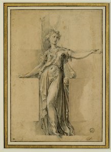 Un caneforo. Inchiostro marrone, pietra nera, guazzo su carta beige ... da Parmigianino (1503-40)