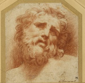 Testa barbuta, che guarda in alto (possibilmente Laocoonte) da Parmigianino