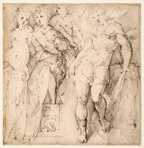 Quattro studi di figure (recto)