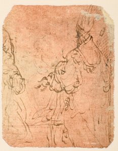 Due uomini inginocchiati in abiti religiosi (verso) da Parmigianino