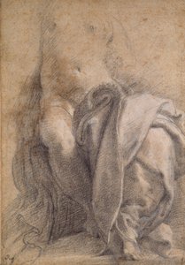 Donna semi-nuda seduta con drappeggio, 1520-1540 da Parmigianino