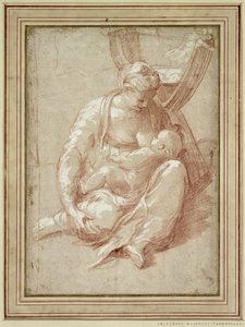 Vergine seduta a terra, che allatta il bambino da Parmigianino