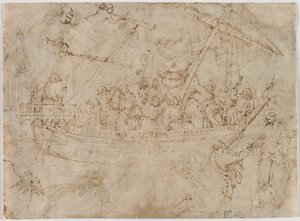 Navicella recto Due disegni di navi verso, c. 1410s da Parri Spinelli