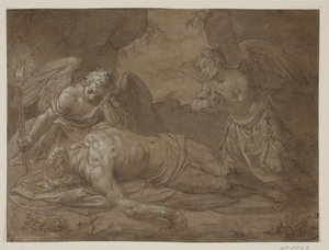Il Cristo morto pianto da due angeli da Pasquale Ottino