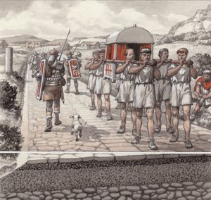 Una strada romana (gouache su carta) da Pat (1907-95) Nicolle