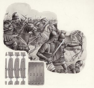 Esercito del Khalif di Persia nel Medioevo (gouache su carta)