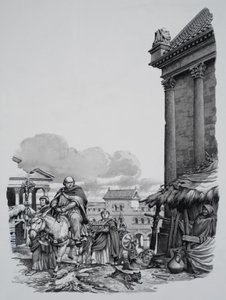 Il vescovo Mellito (†624) in arrivo a Londra (gouache su carta)