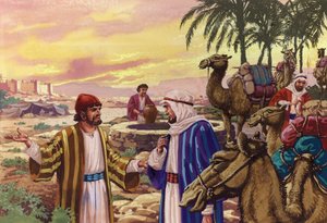Eliezer arriva al pozzo (gouache su carta)