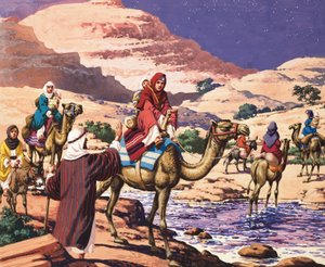 La storia di Giacobbe - Dio parla a Penuel (gouache su carta)