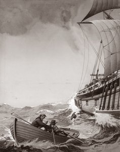 Due messaggeri del re tentano di remare nel porto di Calais (gouache su carta)