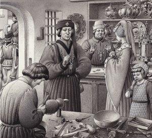 La bottega di un orafo nell
