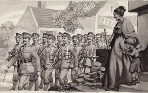 Soldati britannici in marcia (guazzo su carta)