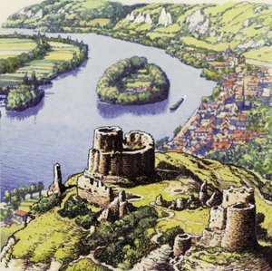 Chateau Gaillard, noto anche come il Nuovo Castello della Roccia (gouache su carta)