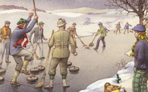Curling in Scozia (gouache su carta) da Pat (1907 95) Nicolle