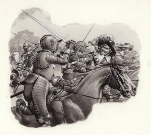 Cavalleria pesantemente corazzata del XVII secolo (gouache su carta)