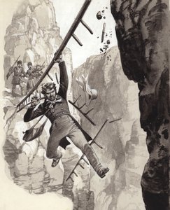 Henry Creswicke Rawlinson a Behistun (gouache su carta)
