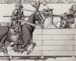 Cavalieri giostranti (guazzo su carta)