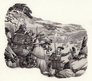 I mongoli invadono il Giappone (gouache su carta)