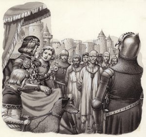 Sei coraggiosi abitanti di Calais in procinto di essere giustiziati (gouache su carta) da Pat (1907 95) Nicolle