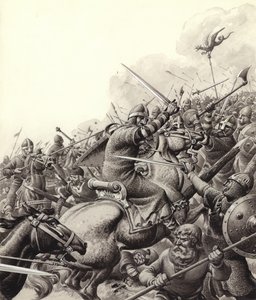 La battaglia di Hastings (gouache su carta)