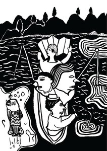 Cattura di un pesce, 2014 (inchiostro e pennello)