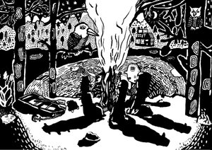 fuoco nel bosco, 2014 (inchiostro e pennello)
