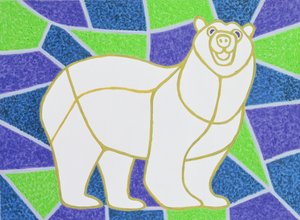 Orso polare su vetro colorato