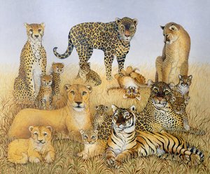 I grandi gatti (acrilico su calico)
