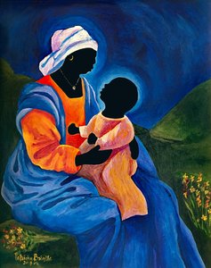 Madonna e bambino che raccolgono fiori, 2018