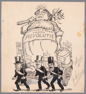 Carro allegorico della Lega Nazionale contro la Rivoluzione da Patricq Kroon (signed by artist)