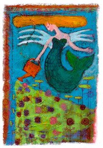 Una sirena che annaffia un campo di fiori 2014 da Patrizia La Porta