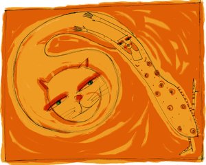 Strega del Tchesal (Chiesale): strega che si trasforma in gatto per spiare gli uomini. Illustrazione di Patrizia La Porta da Patrizia La Porta