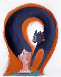 Acconciatura femminile che si trasforma in gatto - illustrazione di Patrizia La Porta da Patrizia La Porta