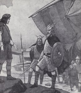 Fratelli Hengist e Horsa che arrivano a Ebbsfleet, Isola di Thanet, Kent, durante l