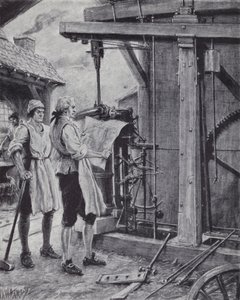James Watt al lavoro sulla macchina a vapore