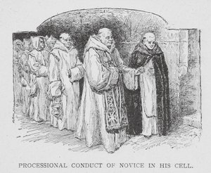 I Certosini: Condotta processionale del novizio nella sua cella (litografia) da Paul Adolphe Kauffmann