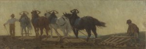 Storia del grano: aratura, semina, erpicatura: Schizzo per la sala di disegno della scuola di rue Dombasle
