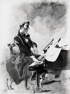 Il compositore e pianista Frederic Chopin che suona il pianoforte da Paul Albert Besnard