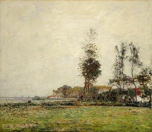 Olanda, paesaggio con alberi e case da Paul Baum