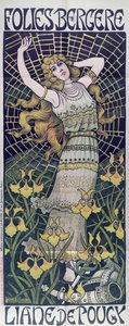 Poster pubblicitario di Liane de Pougy al Folies-Bergere, Parigi, fine XIX secolo